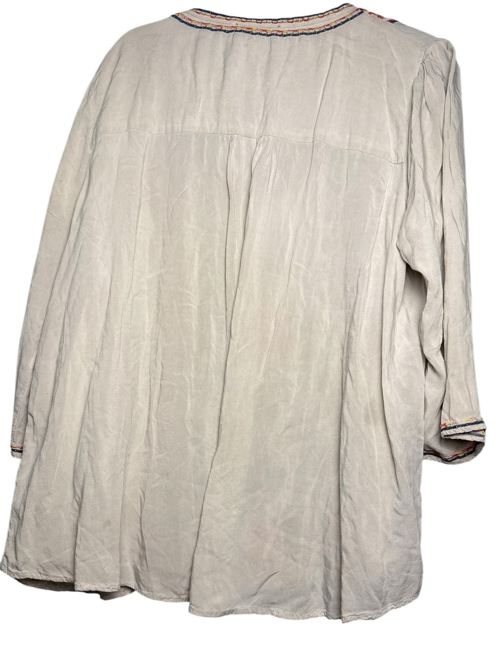 Andree by Unit Women’s 1X Embroidered Tunic Top Gray 70s HippieBoho Rayon - Picture 3 of 9